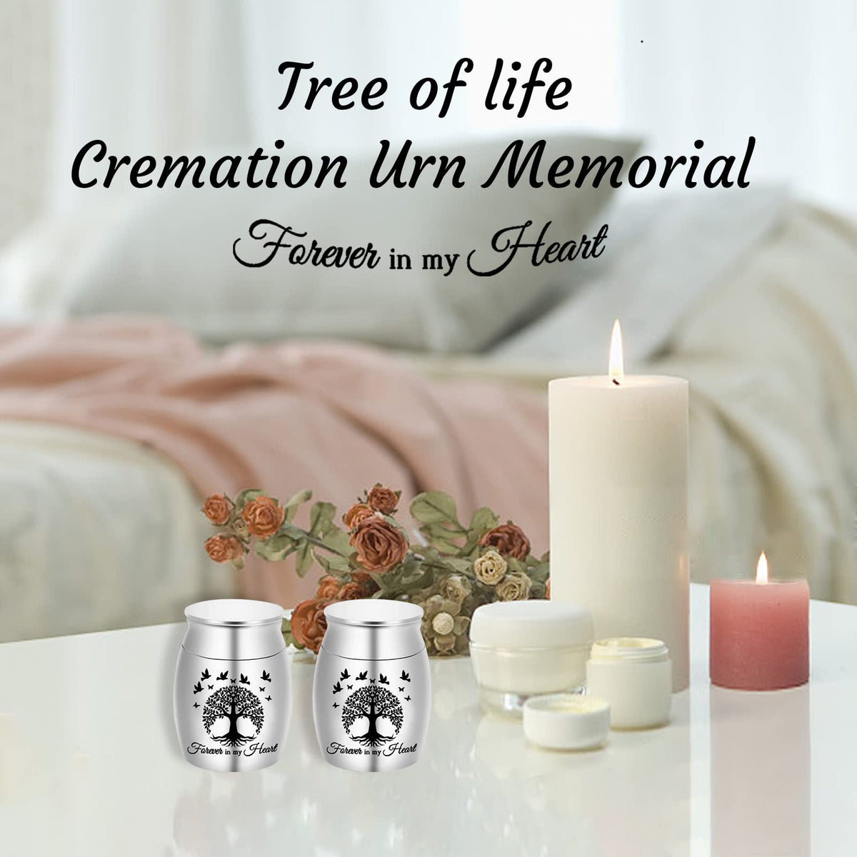 Weikui Jewelry silver urns with threaded cap for secure memories.