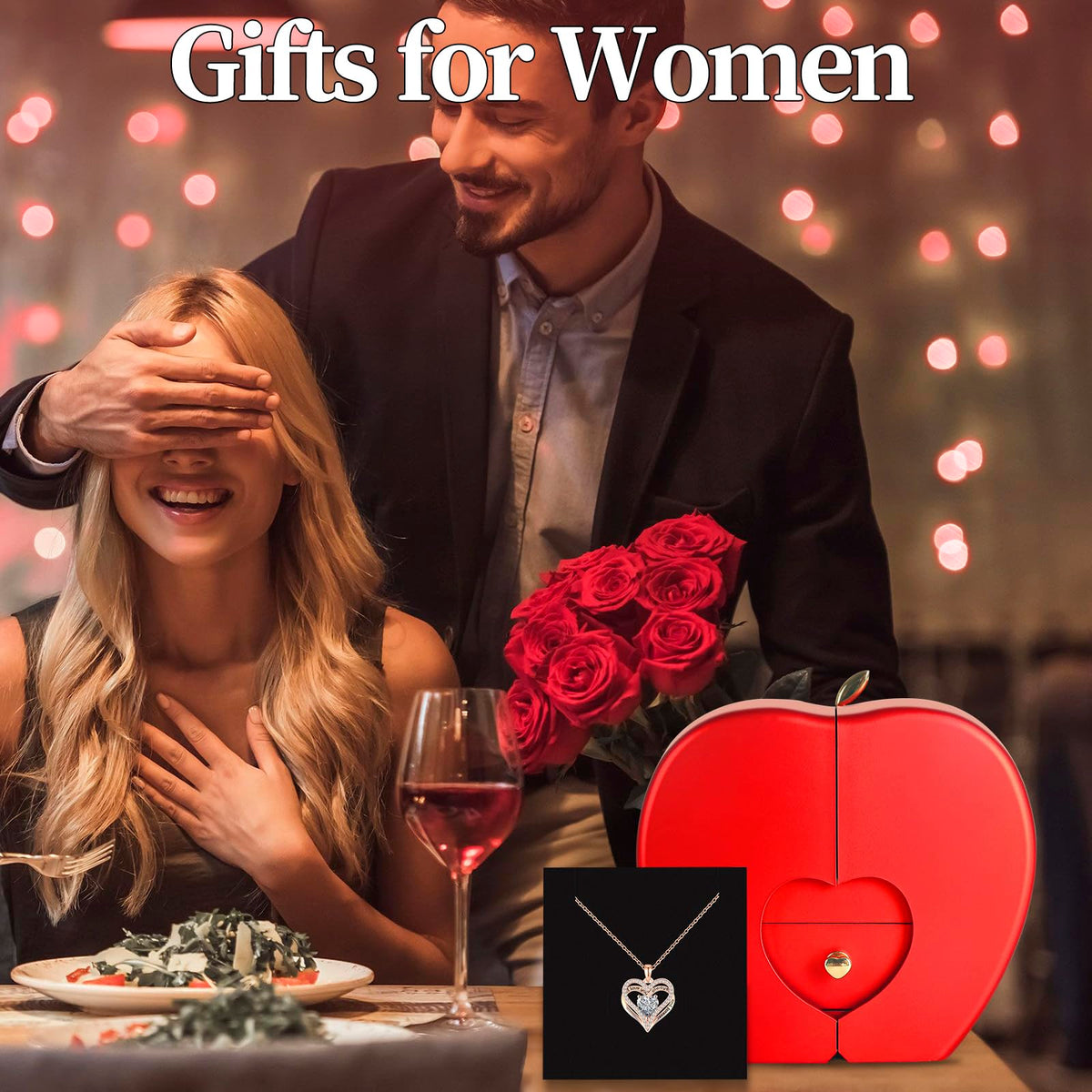 WEIMIL gift box presentation with rose and necklace, perfect for gifting.