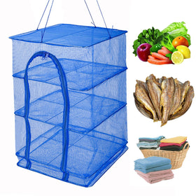 WEISGJA 4-layer folding drying rack with mesh for efficient air drying of foods