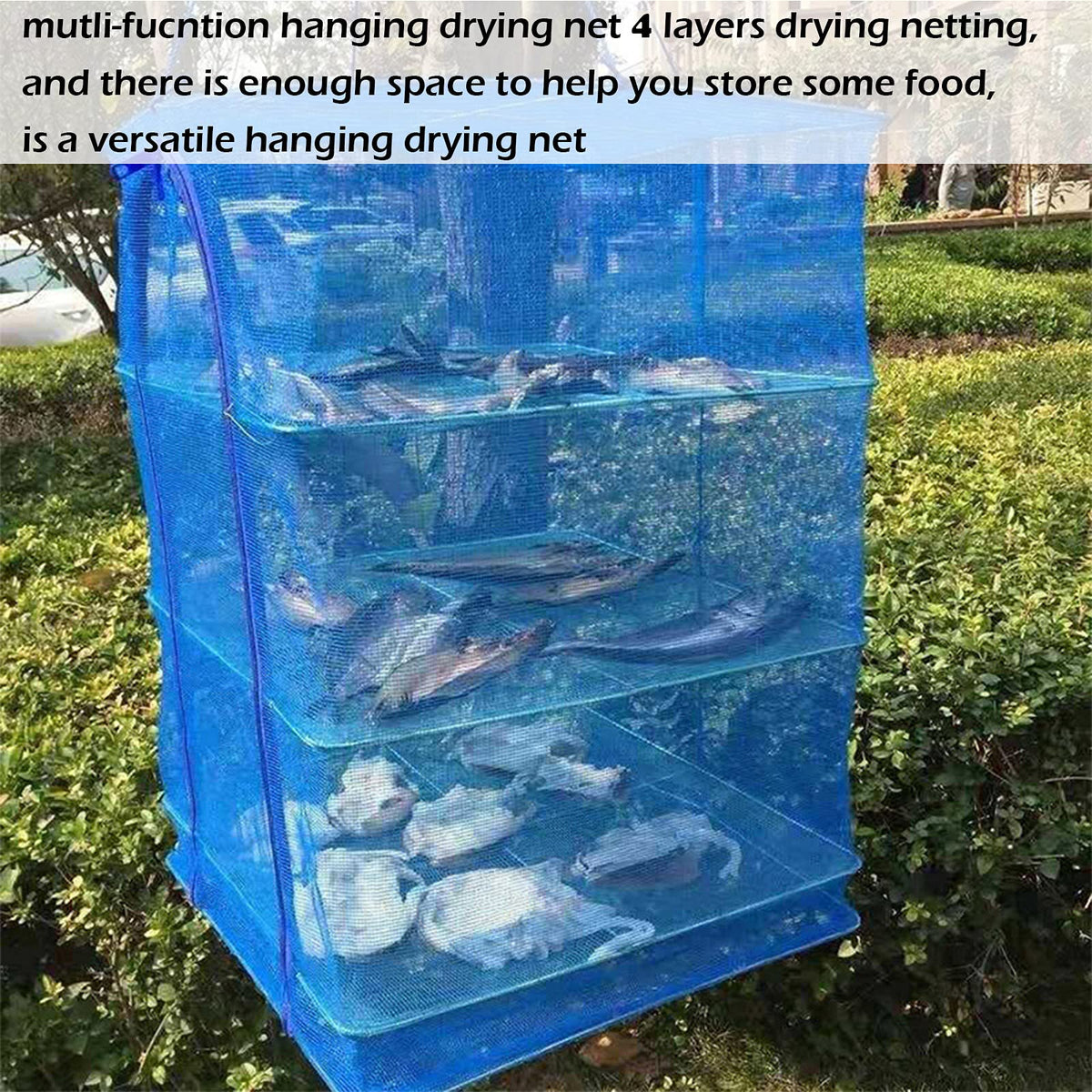 WEISGJA blue hanging drying net ready for indoor or outdoor use