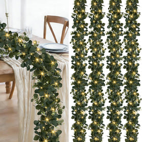 WEITANKG eucalyptus garland with lights for 6ft display adds warm ambience indoors.