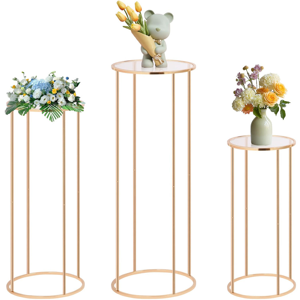 WEITANKG gold cylinder stand assembly for quick setup at events.
