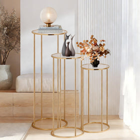 WEITANKG gold cylinder stand flower-pot display supports heavy arrangements.