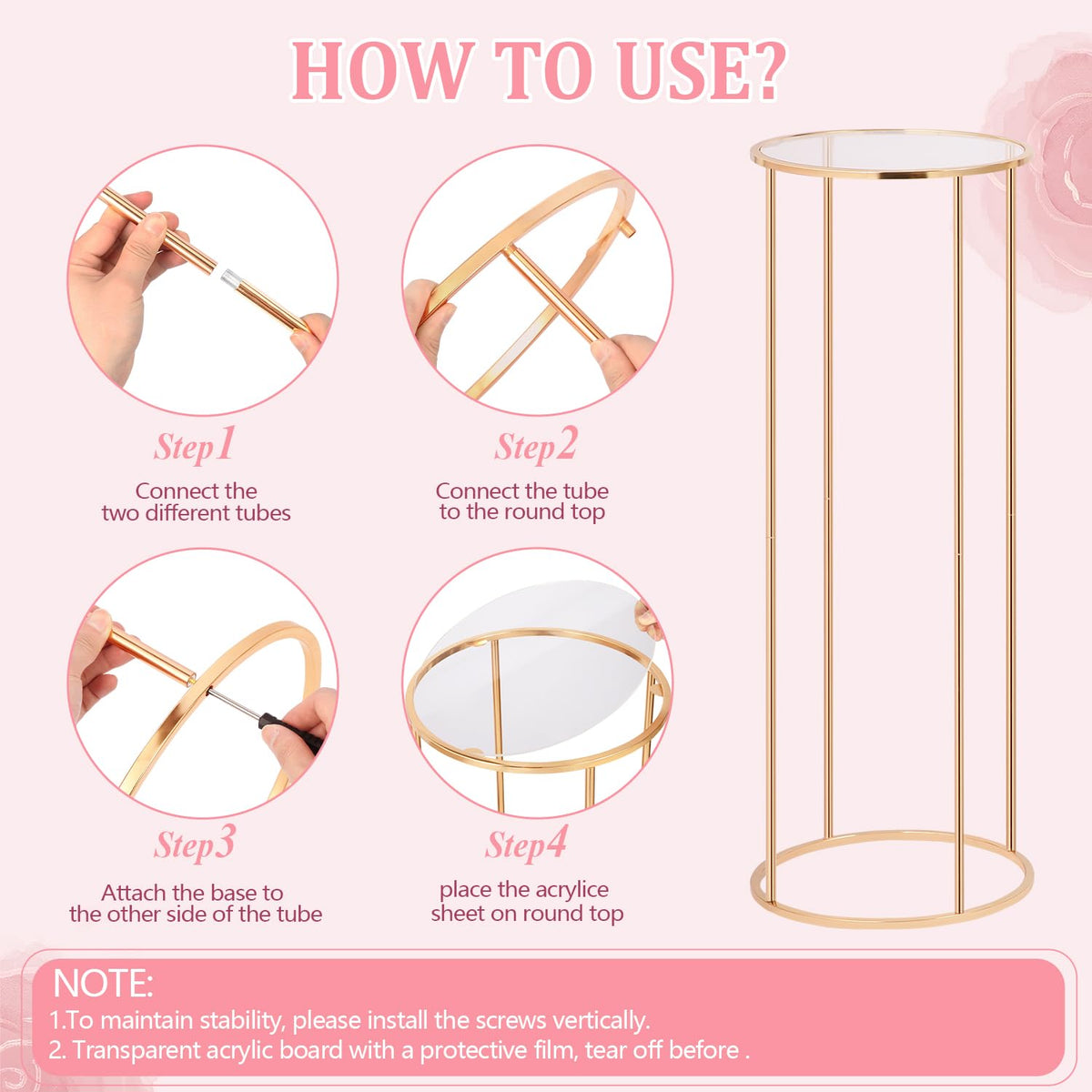 WEITANKG gold cylinder stand wedding decor elevates centerpieces.