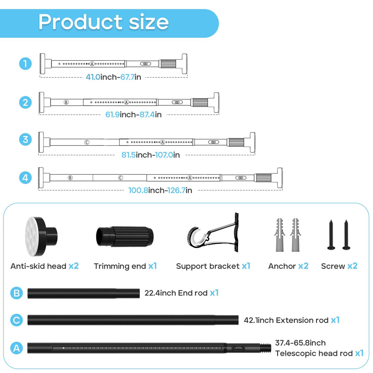 WEIXINHAI tension rod on outdoor patio use supports a light room divider
