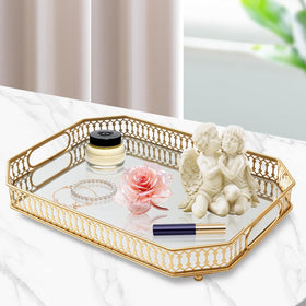 WELAISA large vanity tray stores perfumes and jewelry neatly.