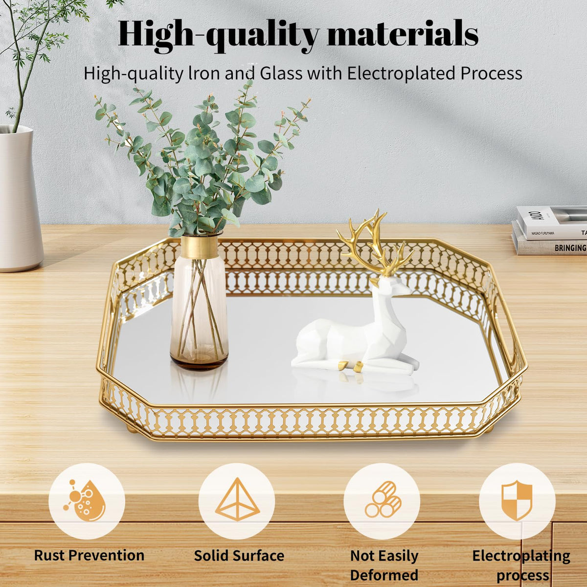WELAISA makeup tray organization on bathroom counter keeps essentials within reach.