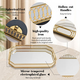 WELAISA mirror tray closeup reveals glass detail for premium display.
