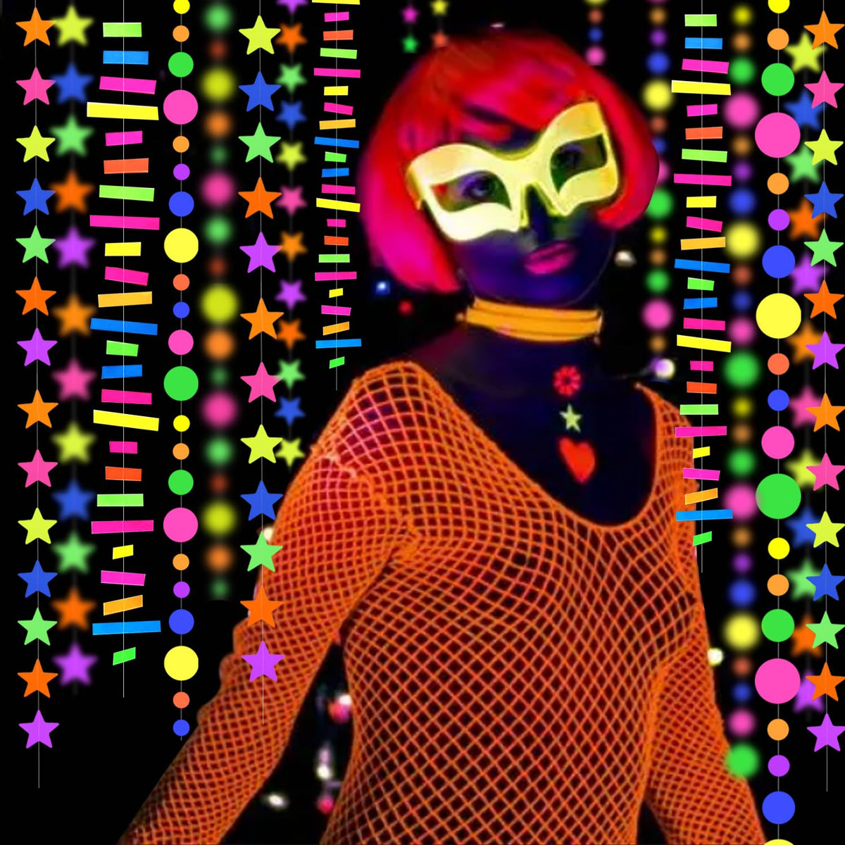 WELITTCON blacklight reactive decor adds neon vibes to celebrations.