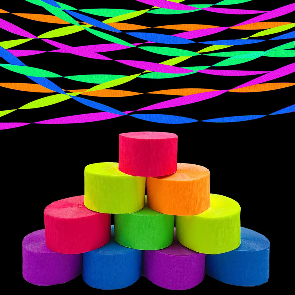 Welittcon glow crepe streamers green pack glows vividly under black light for lively decor.