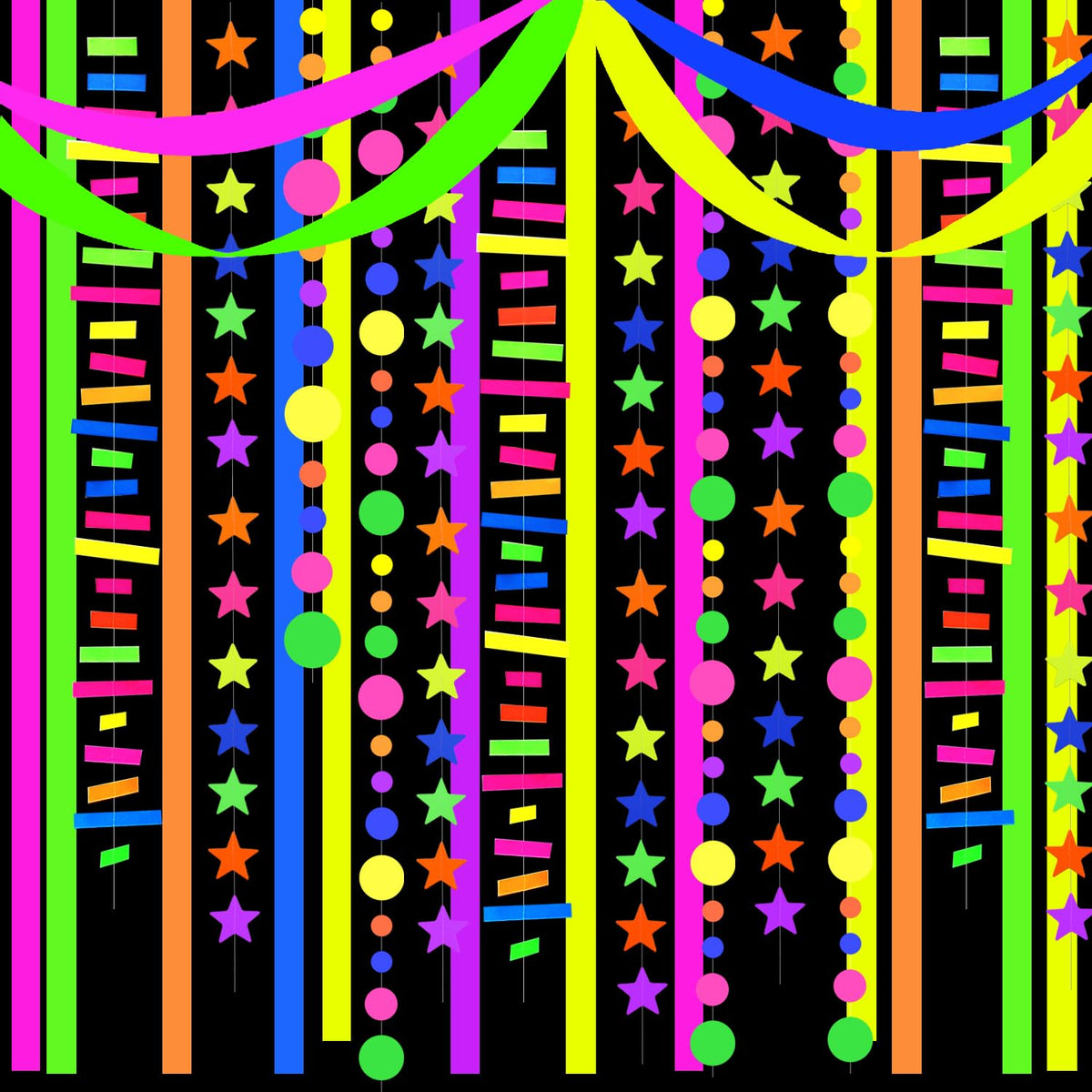 WELITTCON glow backdrop for daytime or blacklight party scenes.