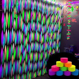 Welittcon orange neon streamers glow for vibrant ceiling garland