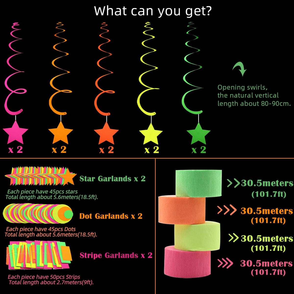 WELITTCON round-dot garland 37ft glows under blacklight for wall decor