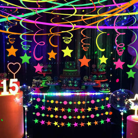 WELITTCON star neon garland 37ft glows under blacklight for ceiling accents