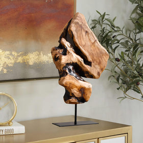 WELLAND cedar sculpture irregular edge front view enhances living room ambiance