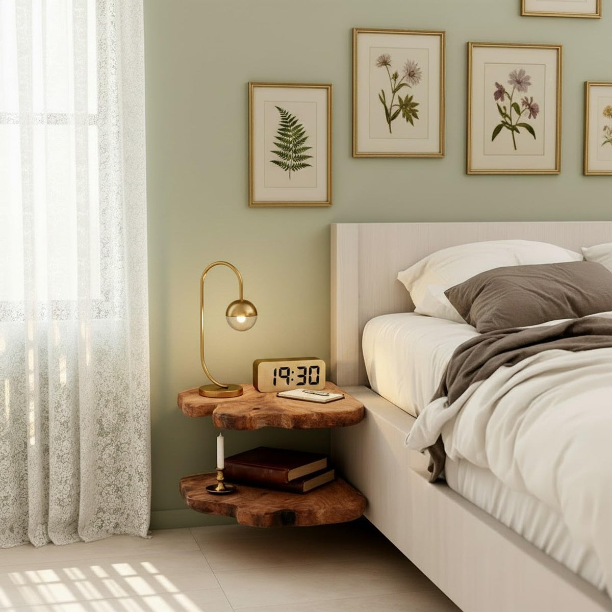 WELLAND corner shelf bedroom decor, compact storage plus decorative accent.