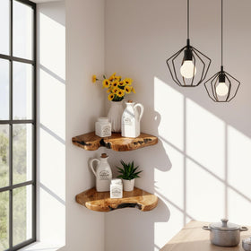 WELLAND corner shelf kitchen use for mugs, spices, or small decor.