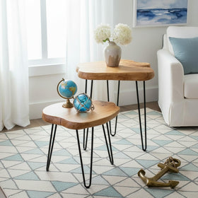 WELLAND Cedar End Table used as plant stand demonstrates versatility.