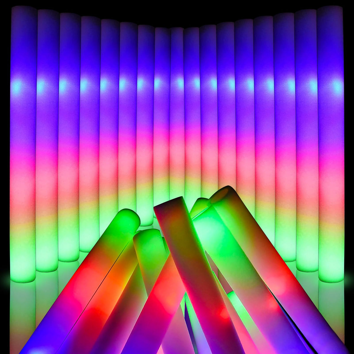 Wellent 58-pack LED foam glow sticks illuminate parties with bright, long-lasting color.