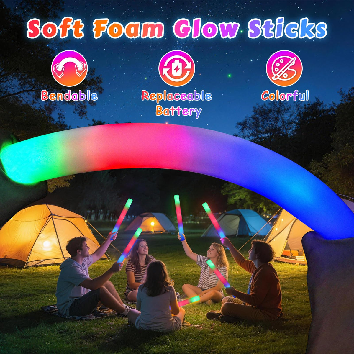 Wellent LED foam sticks color modes for vibrant stage lighting and crowd participation.