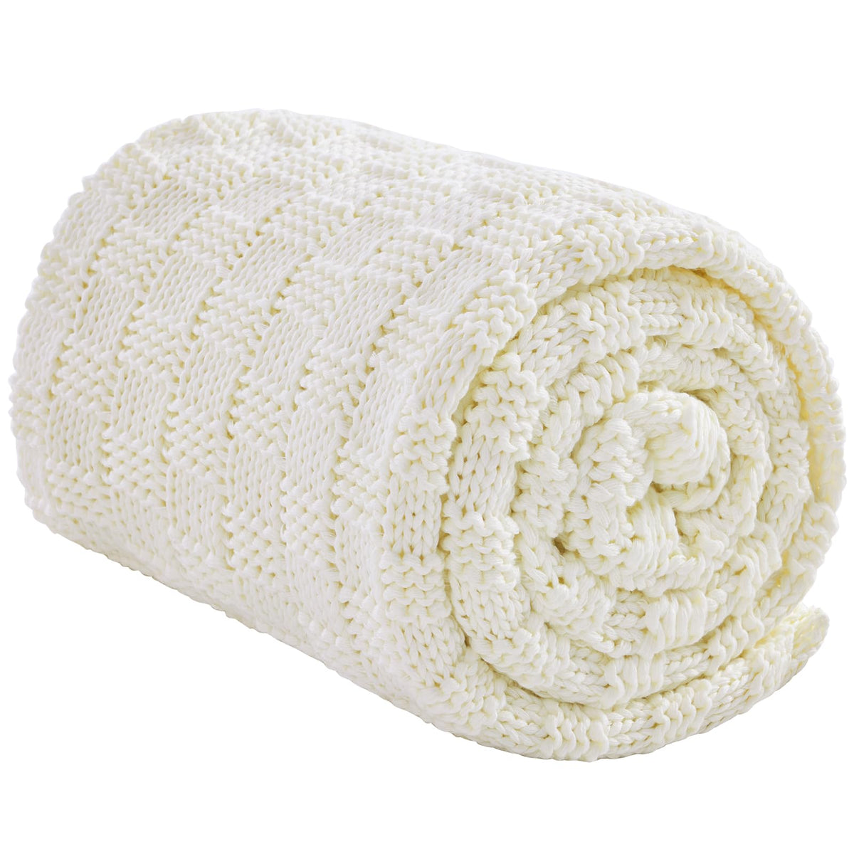 Wellfeel knitted weighted blanket draped on a bed for cozy relaxing nights.