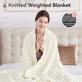 Wellfeel plush knit weighted blanket folded for quick snuggling.