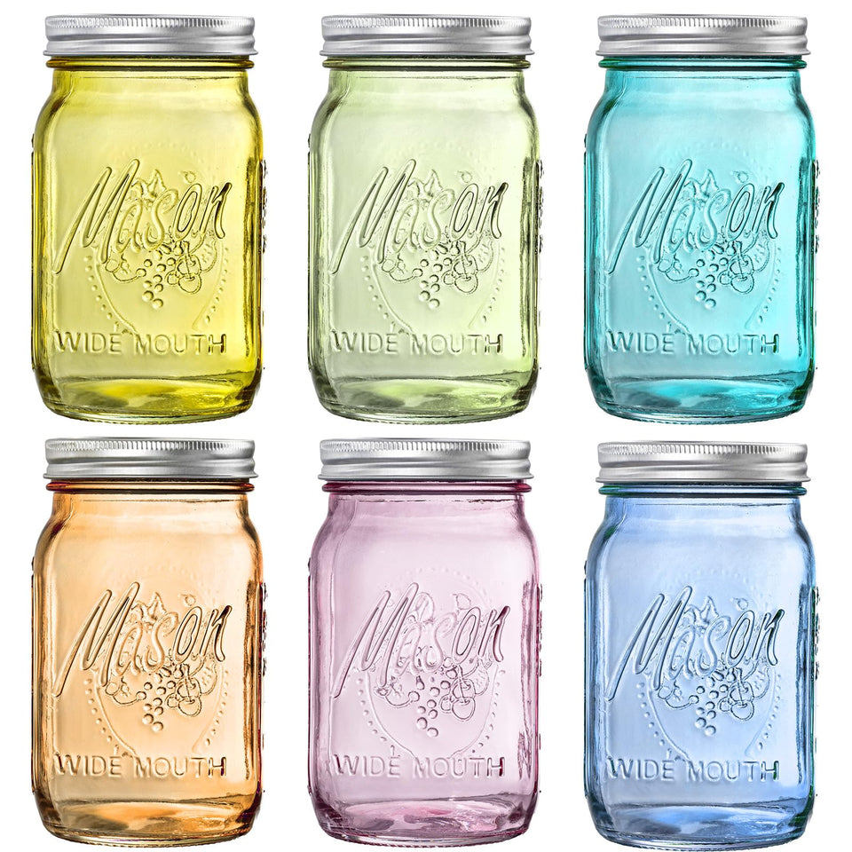 WELLIFE 32 oz wide-mouth mason jar six-pack for easy storage and canning