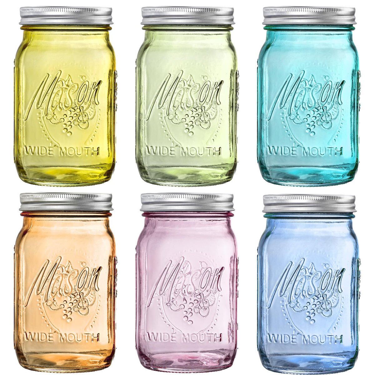 WELLIFE 32 oz wide-mouth mason jar six-pack for easy storage and canning