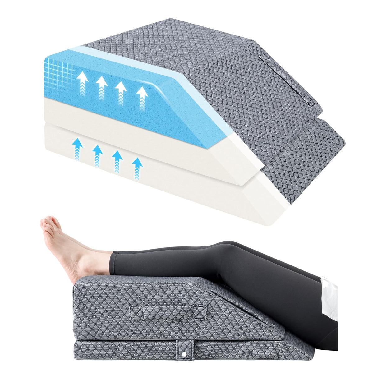 Wellsin 2-height adjustable leg elevation pillow setup for customizable comfort