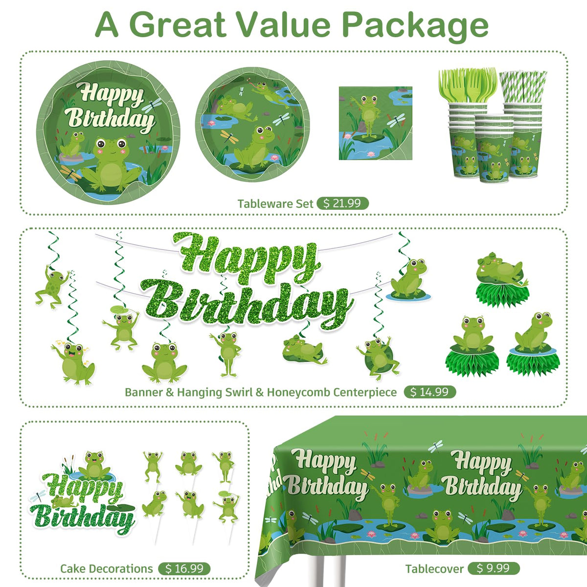 Wellspar frog cake topper crowns the cake with garden vibes.