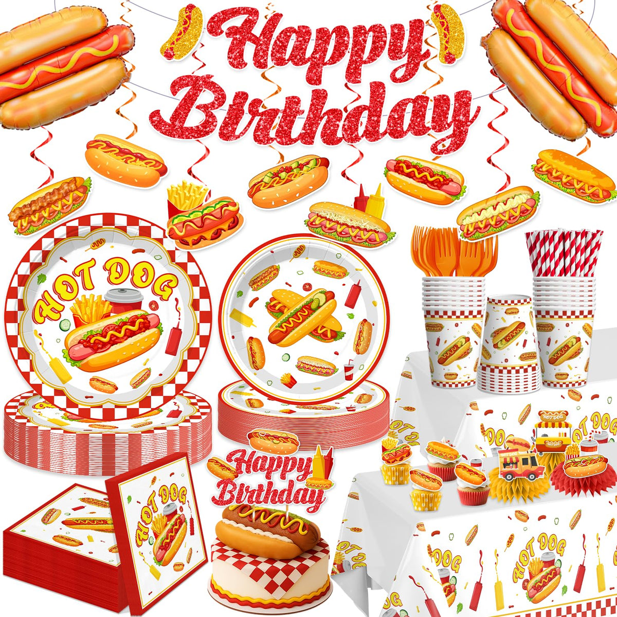 Wellspar hot dog banner enhancing the party look with coordinated decor