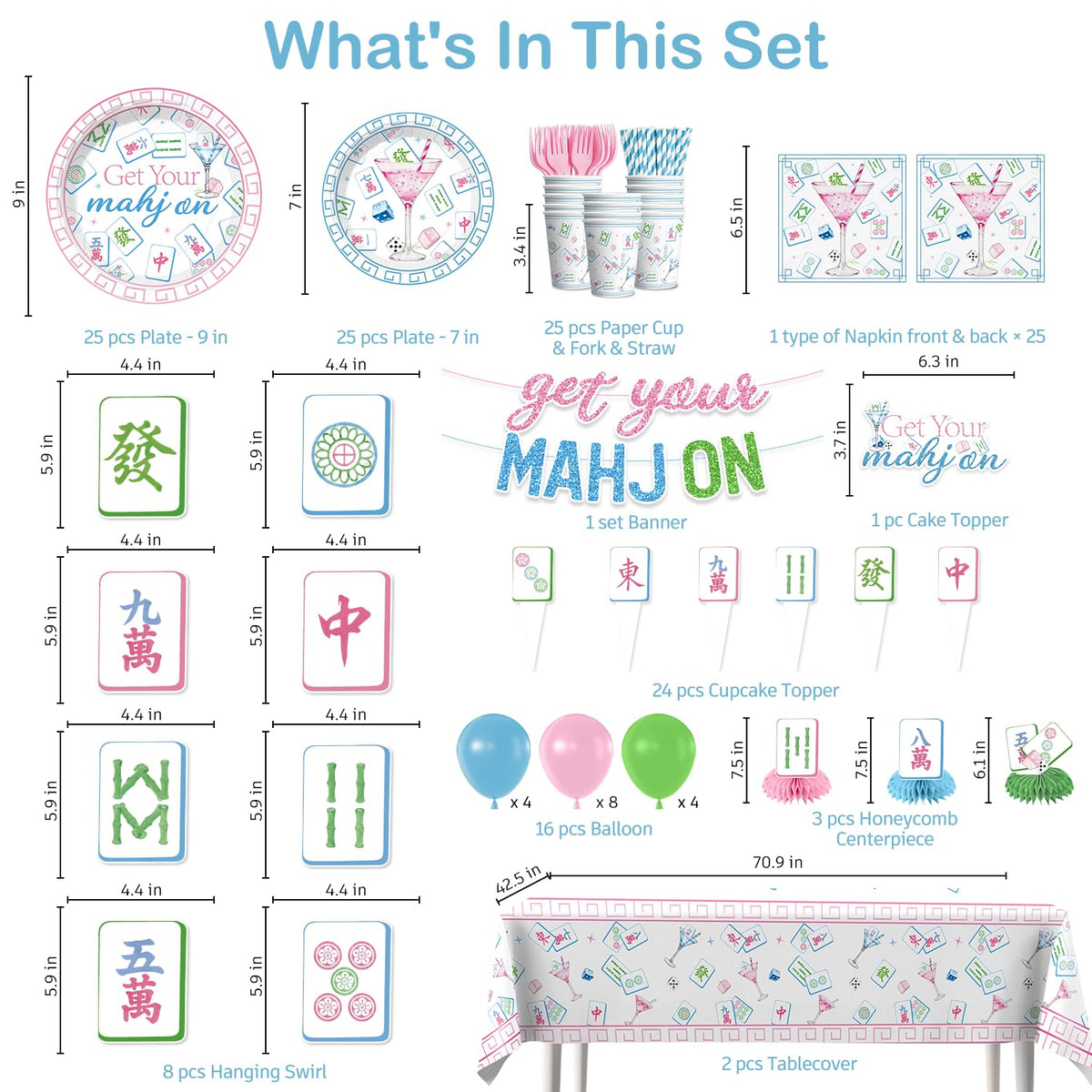 Wellspar Mahjong balloons brighten the pastel color palette for a festive vibe