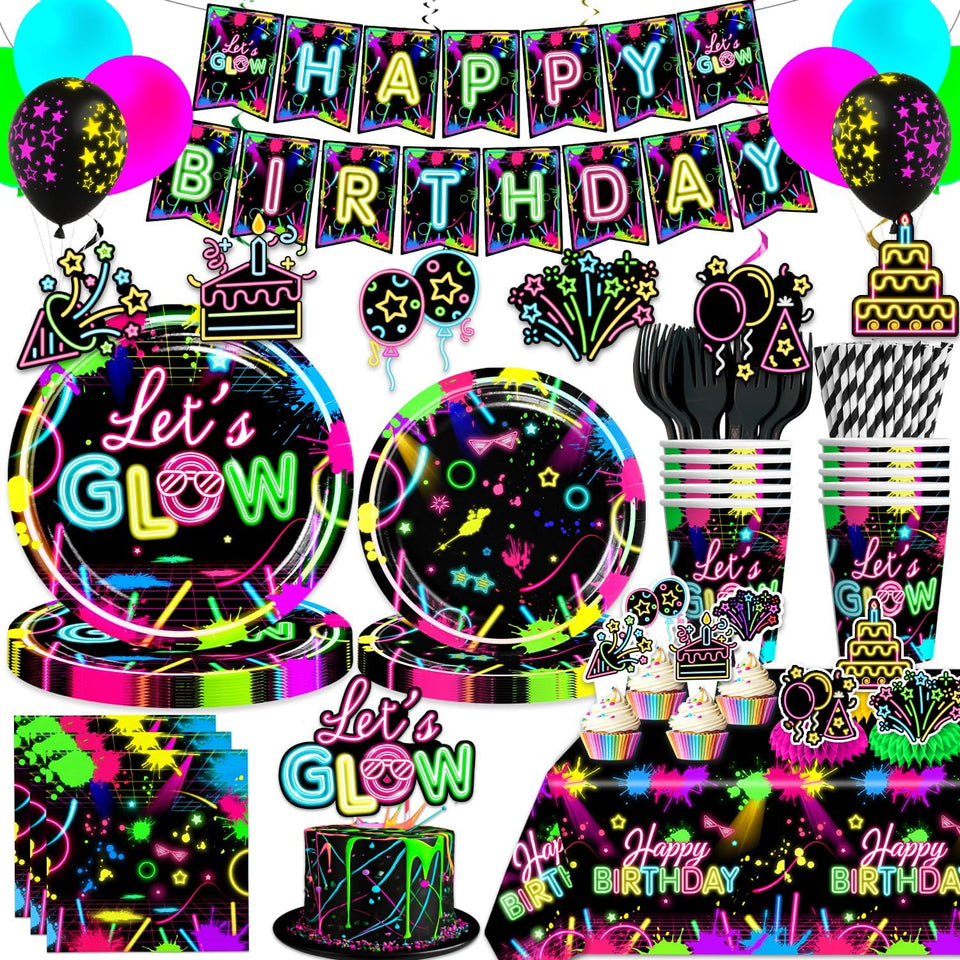 Wellspar neon plates for a sturdy, food-safe birthday feast and quick cleanup.