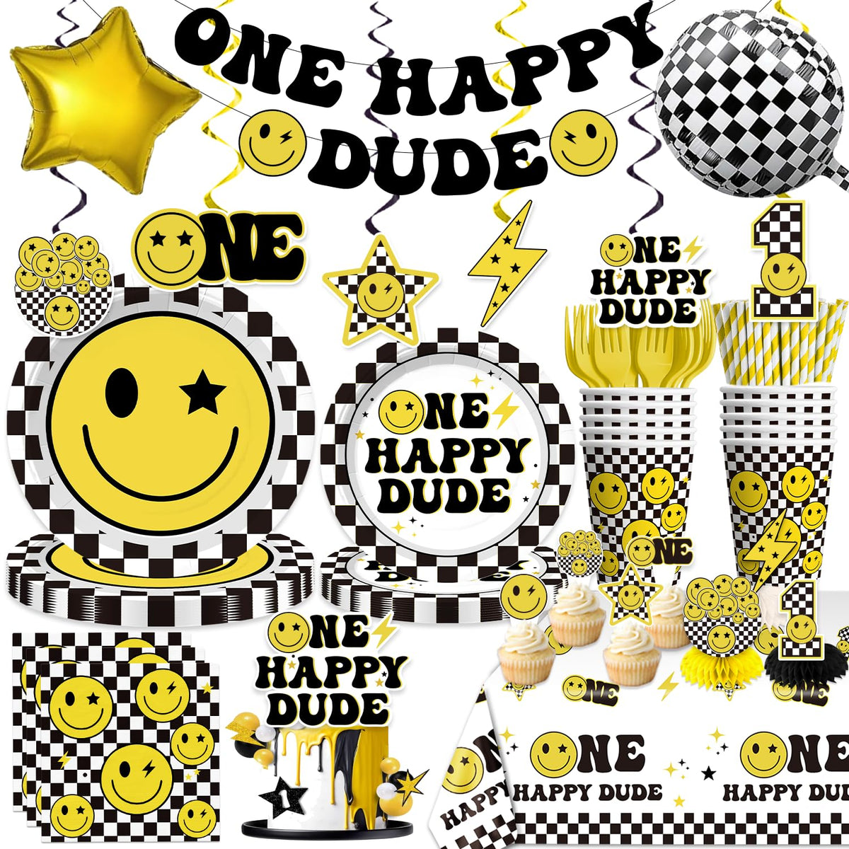 Wellspar One Happy Dude banner brightens the birthday entrance for a cheerful first celebration.