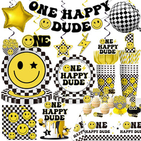 Wellspar One Happy Dude banner brightens the birthday entrance for a cheerful first celebration.