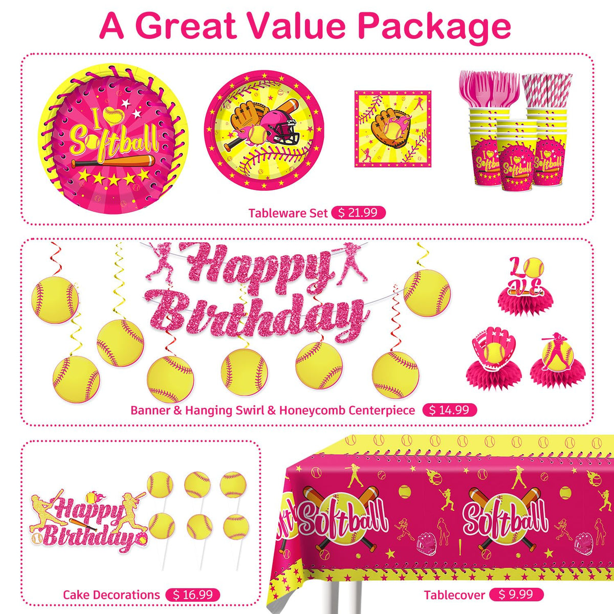Wellspar softball hanging swirls add playful decor from ceiling to table.