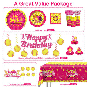Wellspar softball hanging swirls add playful decor from ceiling to table.