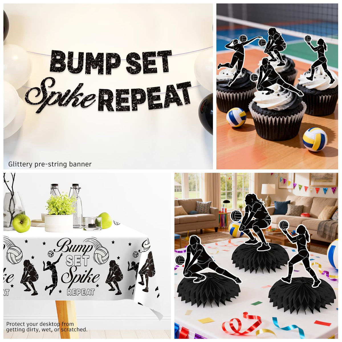 Wellspar volleyball centerpiece highlights table clusters for a dynamic display