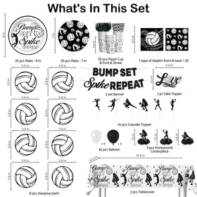 Wellspar volleyball tablecloth set covers the table with a bold game day look