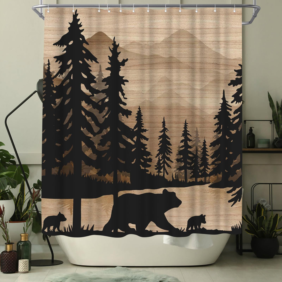 WELMECO rustic bathroom decor curtain complements cabin-inspired spaces