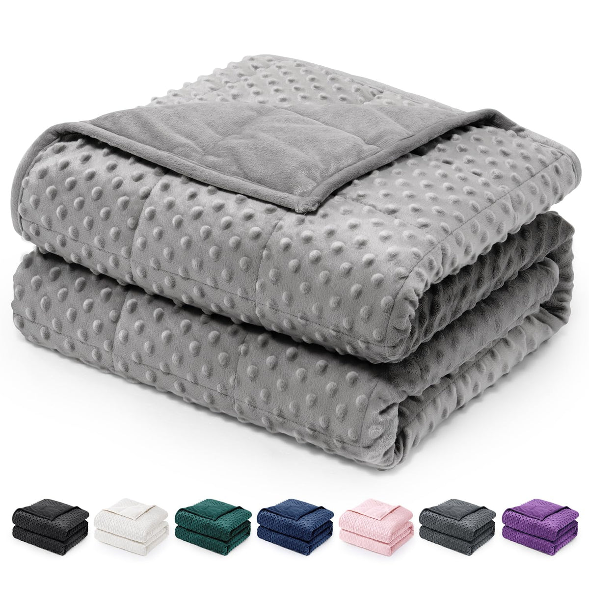 Wemore minky-dot weighted blanket in grey fabric for cozy warmth
