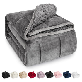 Wemore sherpa fleece weighted blanket grey top surface for cozy nights