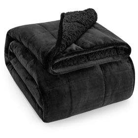 Wemore Sherpa weighted blanket top view shows plush fleece and sherpa for cozy nights.