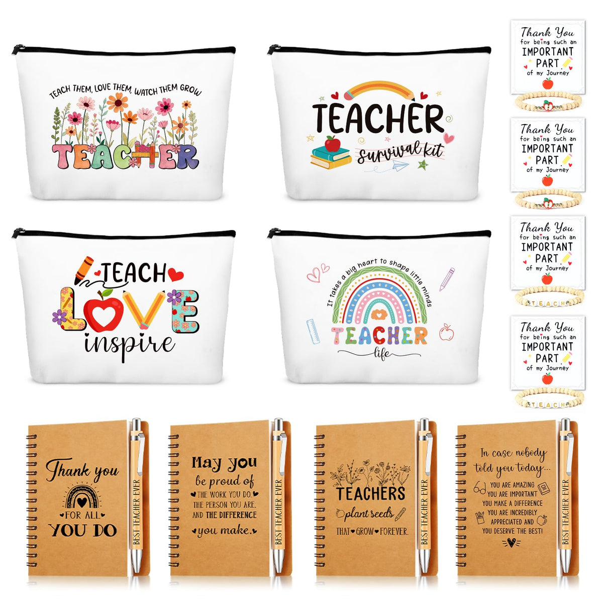 WenmthG cosmetic bags with teacher-pattern designs for durable, stylish gifting