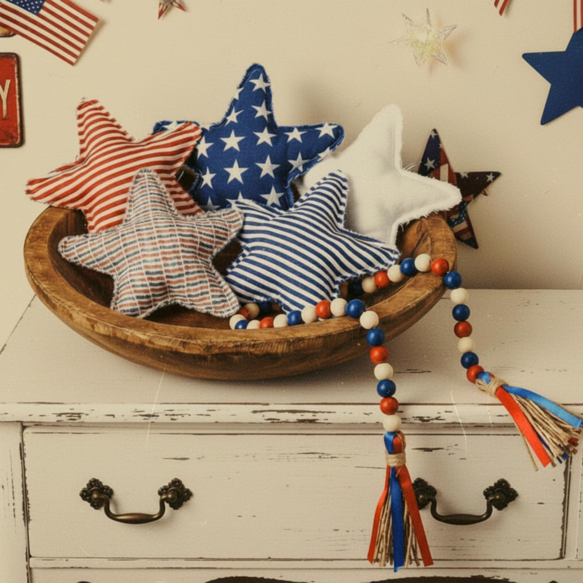 Wenqik 6-pcs 250th anniversary stars for a cohesive patriotic table setting