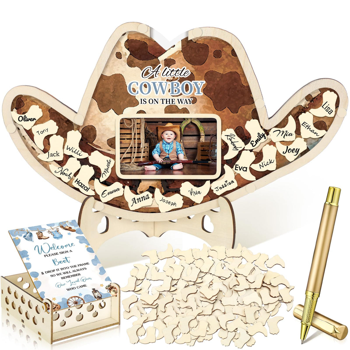Wenqik cowboy frame with stand showcases keepsake photos.