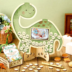 Wenqik dinosaur-themed decor set complements baby shower theme