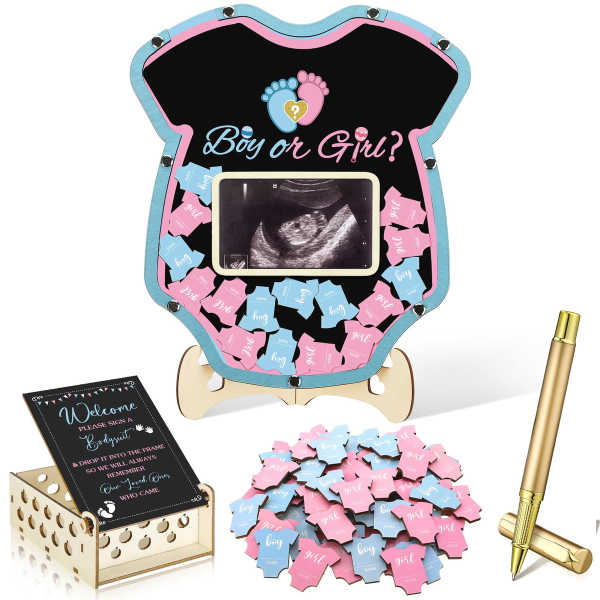 Wenqik gender reveal picture frame with stand for memories