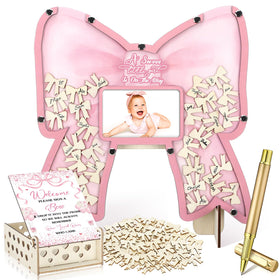 Wenqik pink bow wooden picture frame displayed on a table with keepsake potential