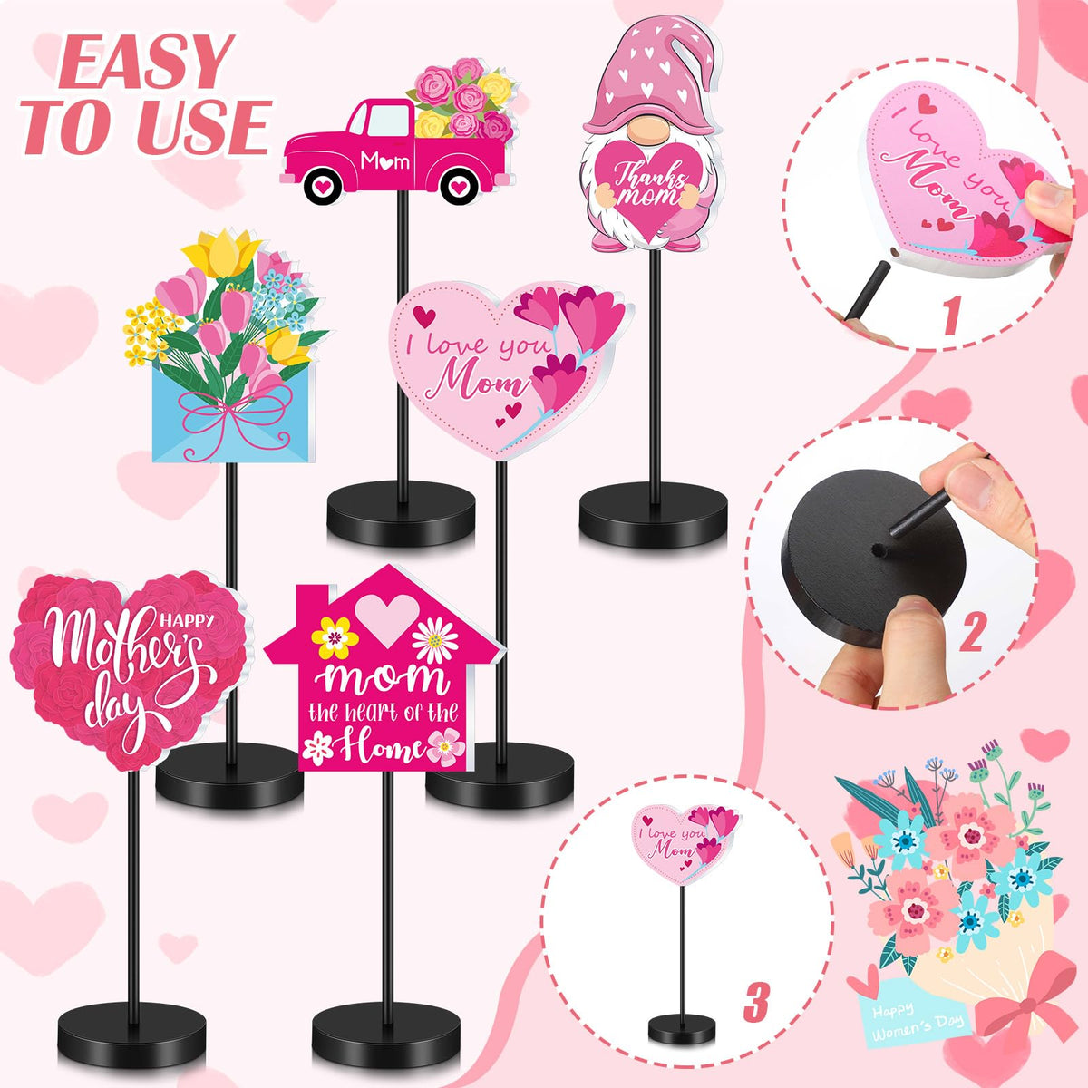 Wenqik pink wooden decor brings soft charm to any room.
